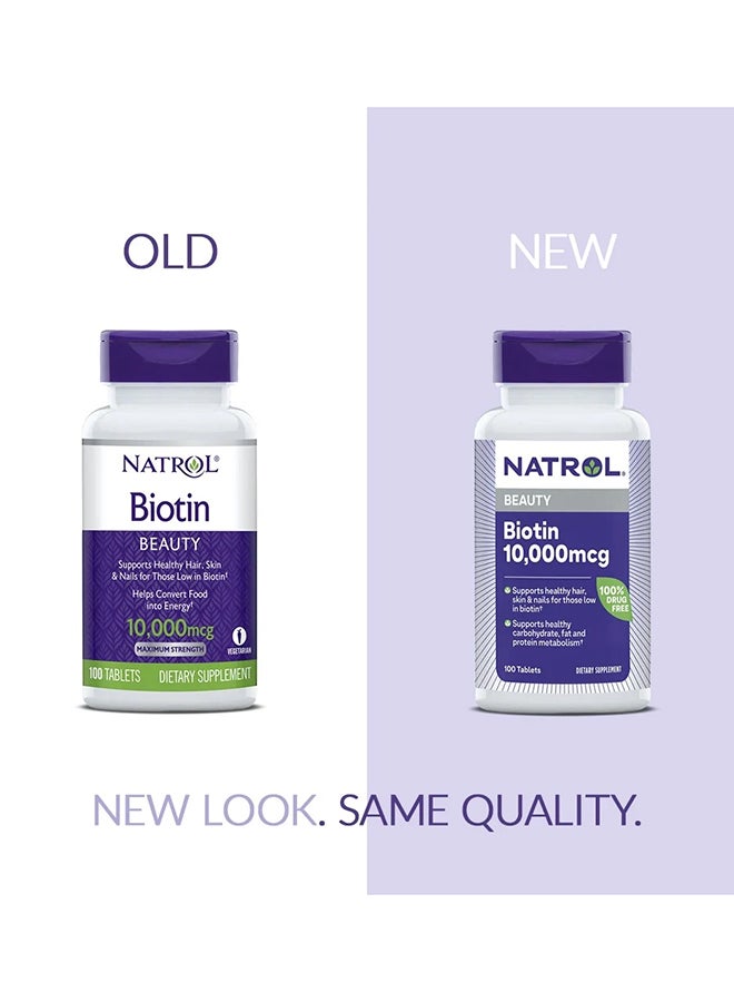 Natrol Biotin 10000 Mcg Maximum Strength 100 Tablets - Image 5